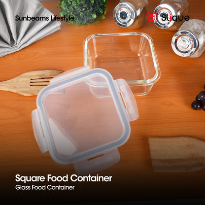 SLIQUE Borosilicate Square Glass Food Container 700ml