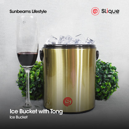 SLIQUE Premium Insulated Ice Bucket w/ Tong Stainless Steel 1600ml (Gold)