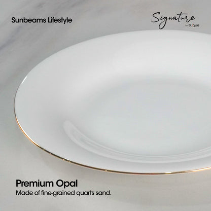 Signature by SLIQUE Opal Dinnerware sets | dinner plate | dessert plate | deep plate | dinner bowl - Extra Strong | Chip resistant | Outsanding whiteness