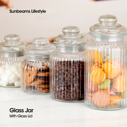 SLIQUE Premium Glass Jar w/ Glass Lid Airtight 1000ml|1L Set of 2