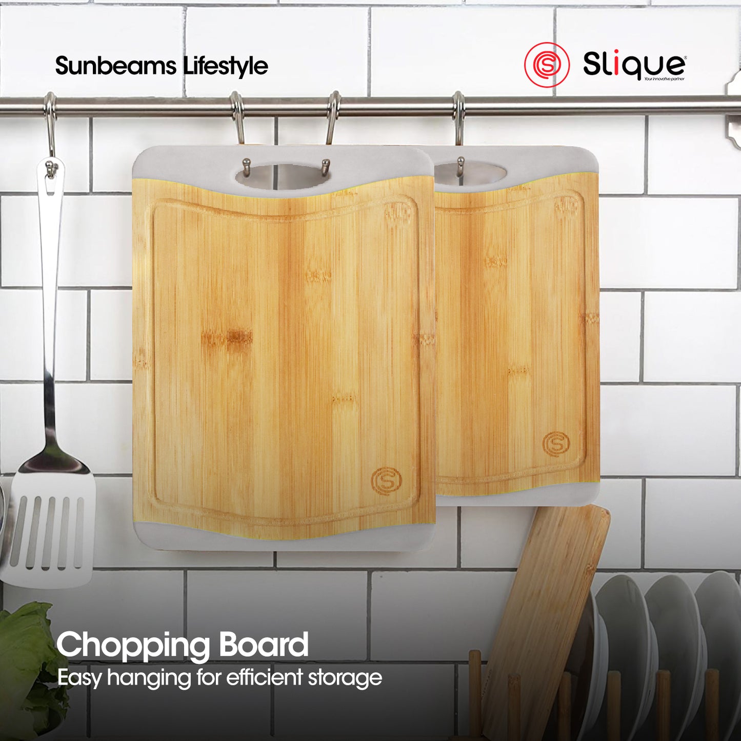 SLIQUE Wooden Cutting Board Gray | Bamboo