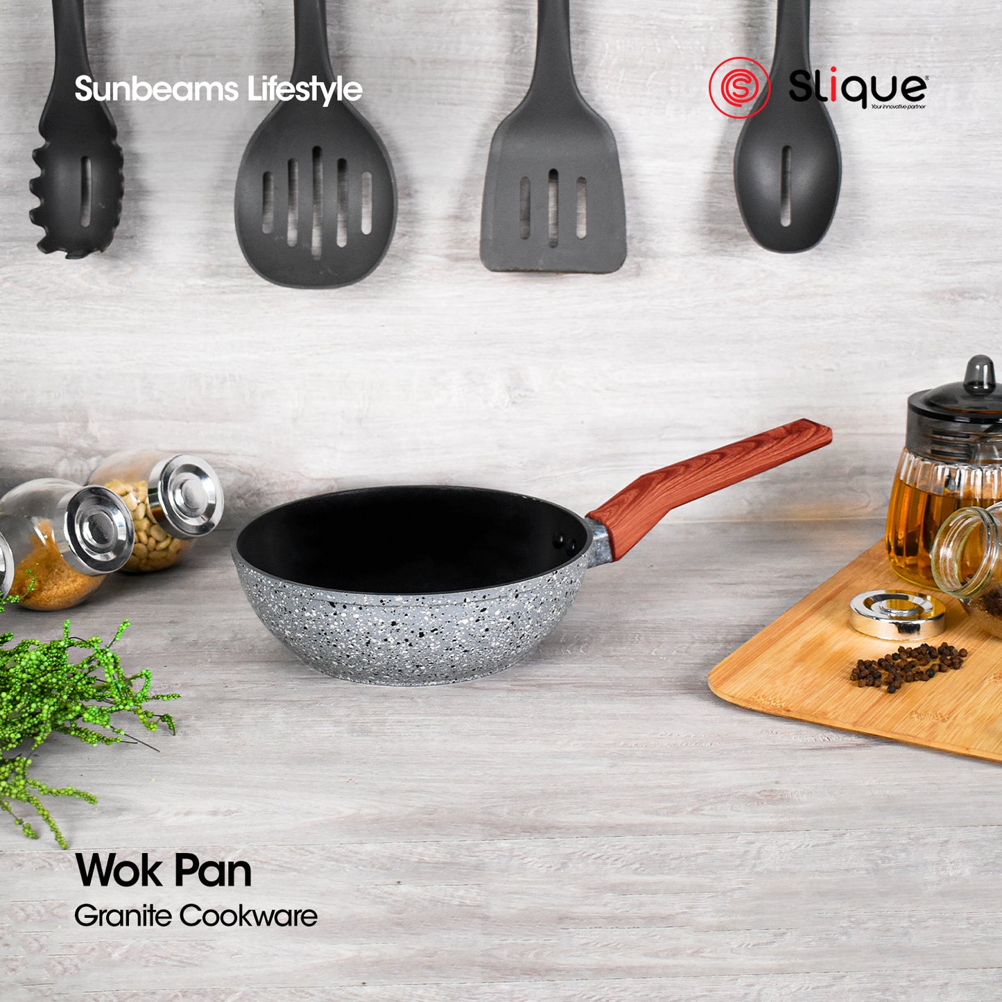 SLIQUE Premium Granite Wok Pan 20/24/28cm