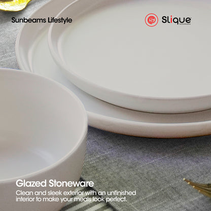 Slique Dinnerware [Set of 4] Glazed Stoneware Ceramic Surface, Chip resistant, Element Collection