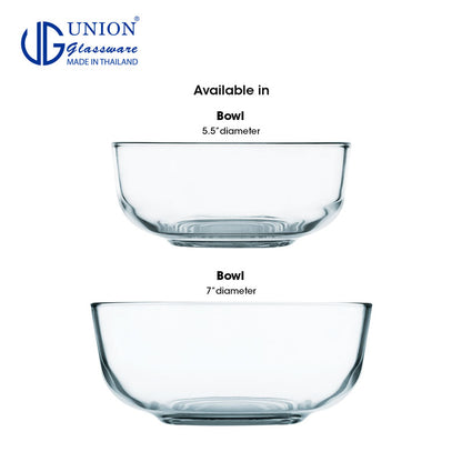 UNION GLASS Thailand Premium Clear Glass Bowl 325 ml | 4.5 oz | 4.5" Set of 6