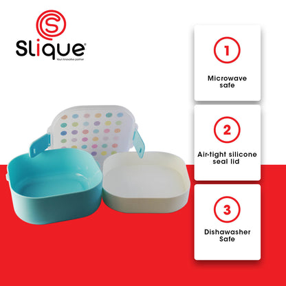 SLIQUE Square Lunch Box 1200ml (Blue)