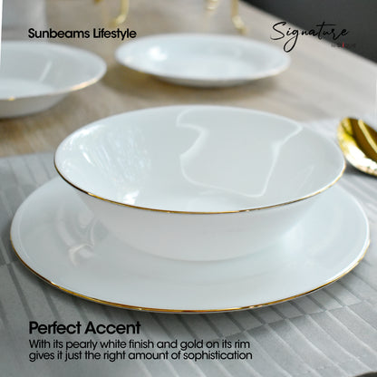 Signature by SLIQUE Opal Dinnerware sets | dinner plate | dessert plate | deep plate | dinner bowl - Extra Strong | Chip resistant | Outsanding whiteness