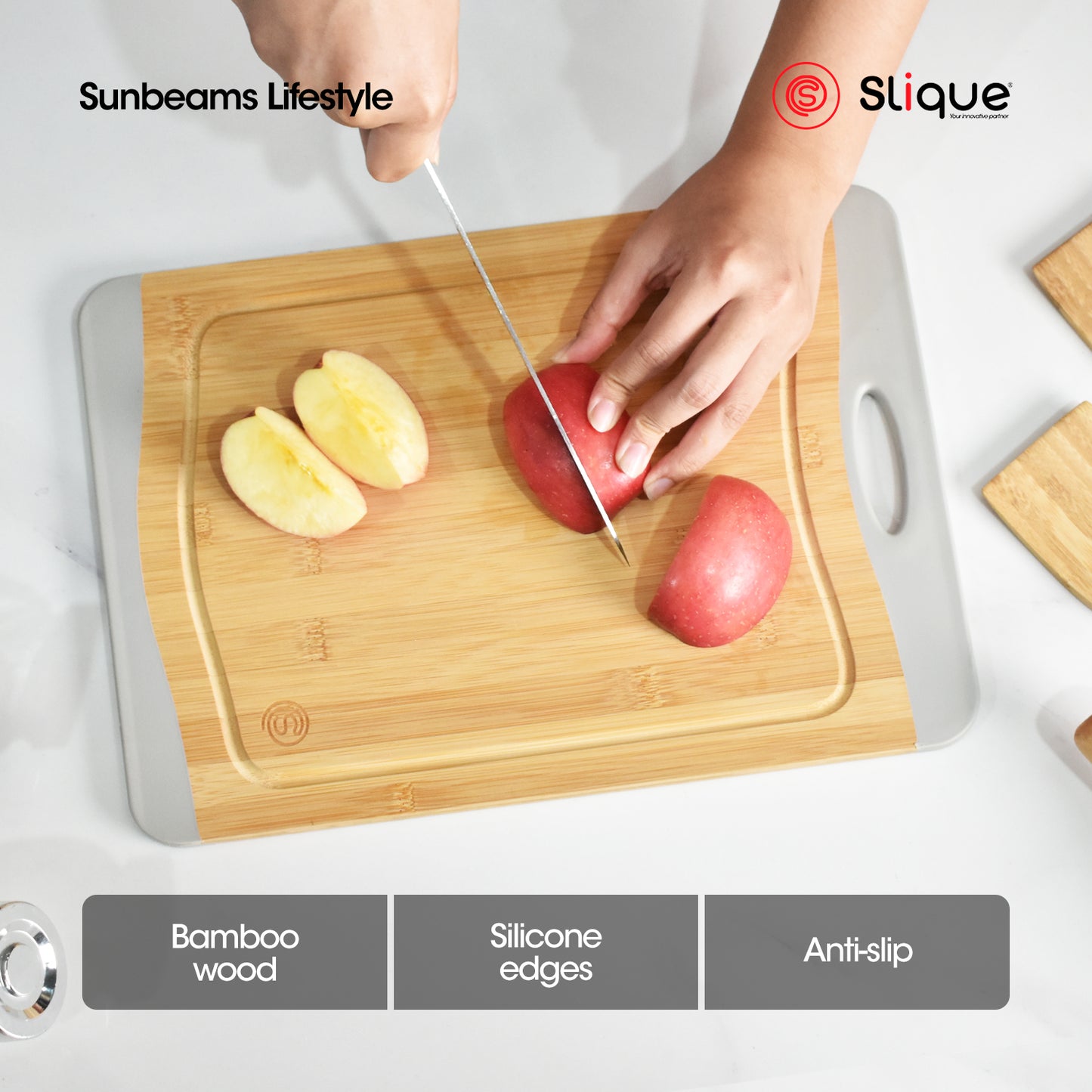 SLIQUE Wooden Cutting Board Gray | Bamboo