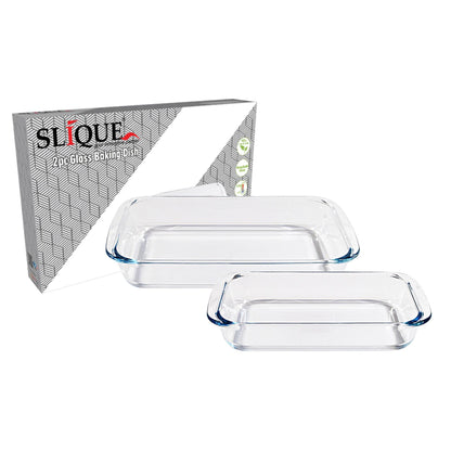 SLIQUE Glass Baking Dish [Set of 2] 1L & 1.8L Borosilicate