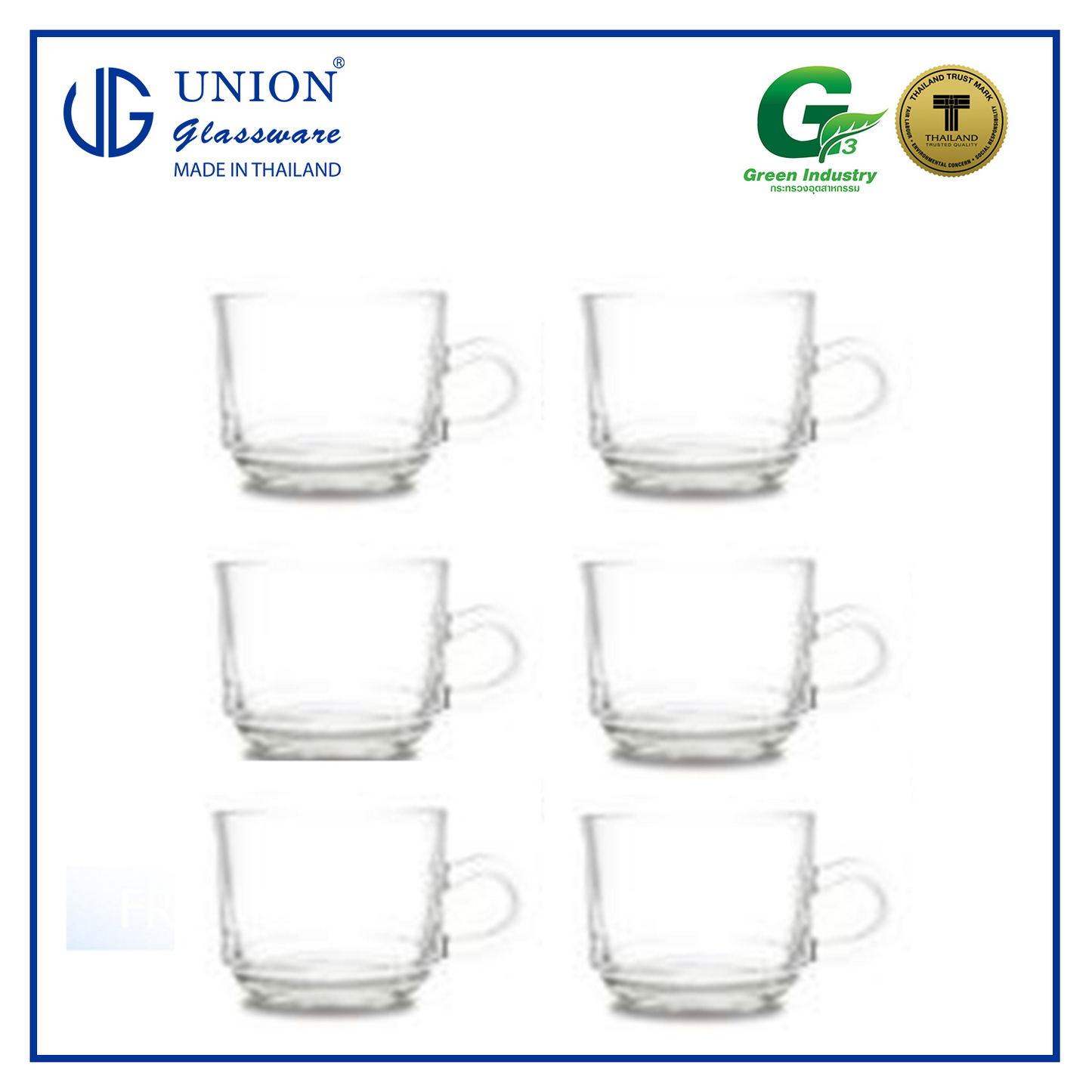 UNION GLASS Thailand Premium Clear Glass Cup Coffee, Tea, Hot Chocolate, Milk 200ml