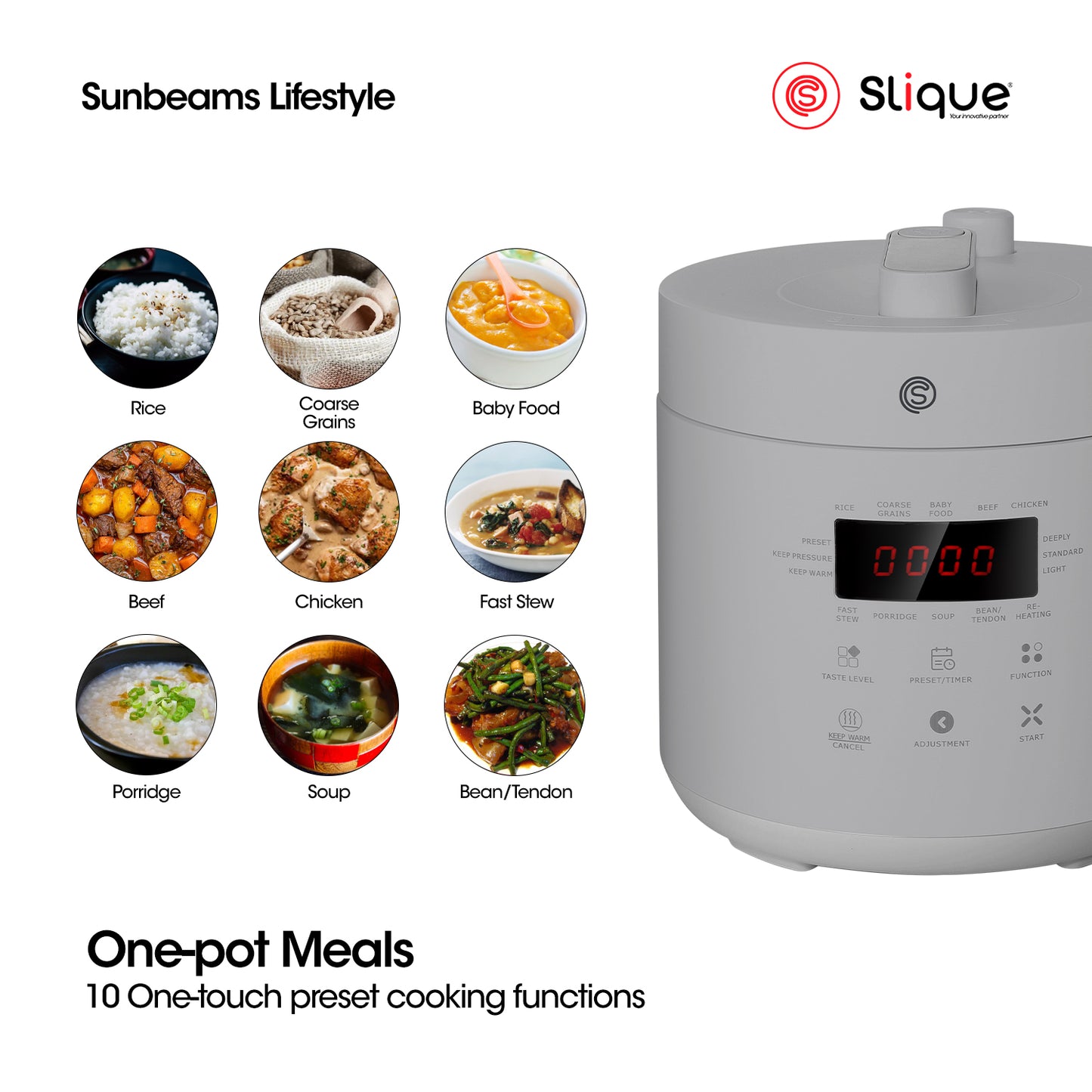 SLIQUE Electric Pressure Cooker 1.1 L | 24.5x23.8x25cm