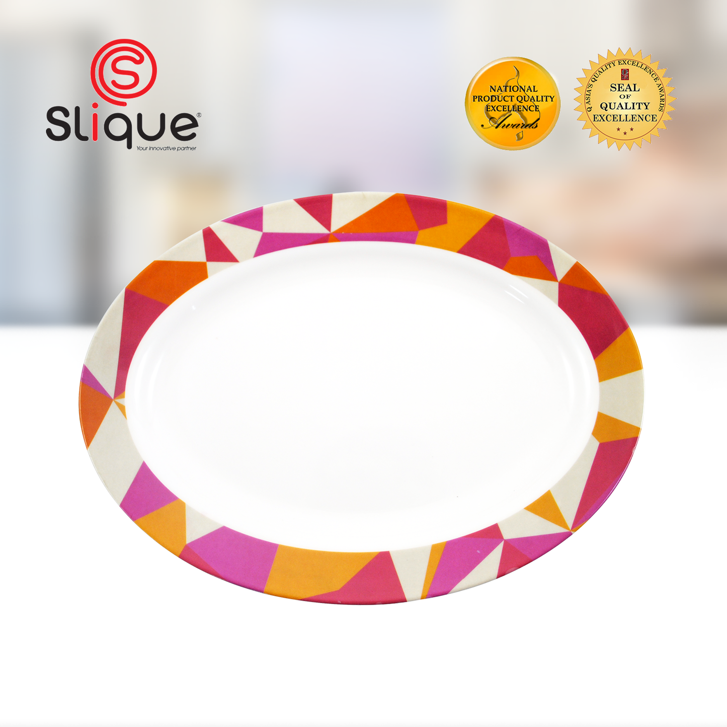 SLIQUE Premium Melamine Oval Plate  14 inches  (Brown)