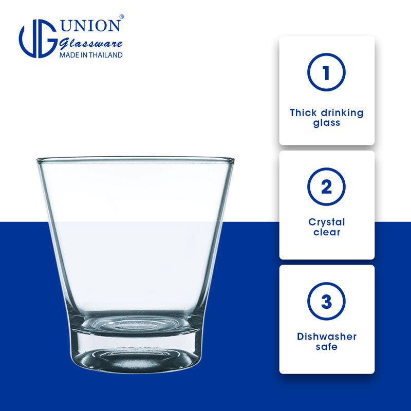 UNION GLASS Thailand Premium Clear Glass Rock Glass 345ml | 12oz Set of 6