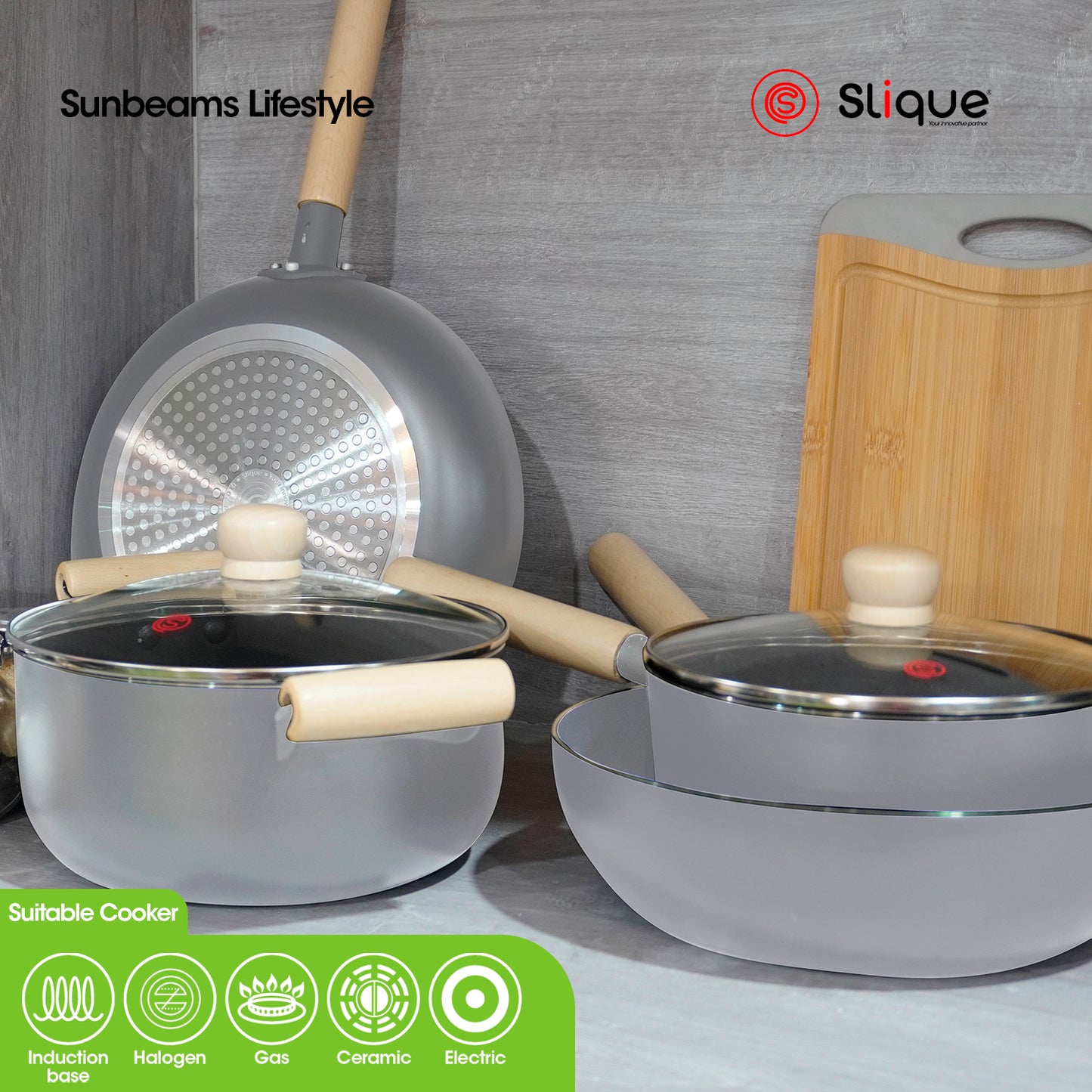 SLIQUE Premium Sauce Pan 18cm/20cm Minimal Collection