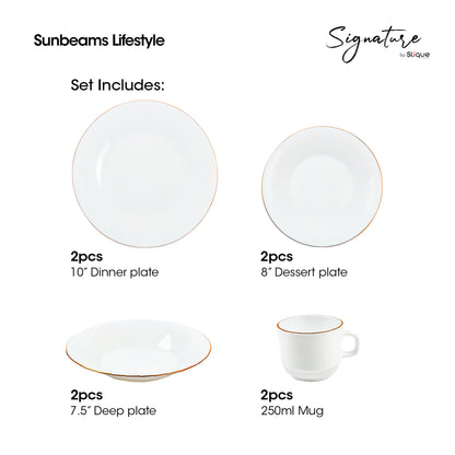 Signature by SLIQUE Opal Dinnerware sets | dinner plate | dessert plate | deep plate | dinner bowl - Extra Strong | Chip resistant | Outsanding whiteness