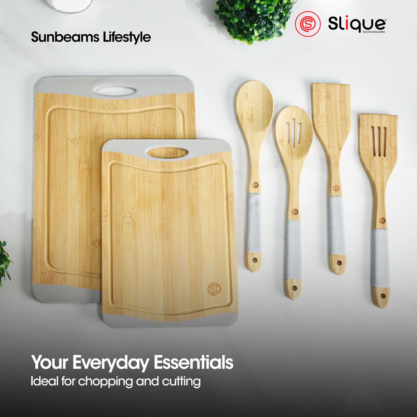 SLIQUE Wooden Cutting Board Gray | Bamboo