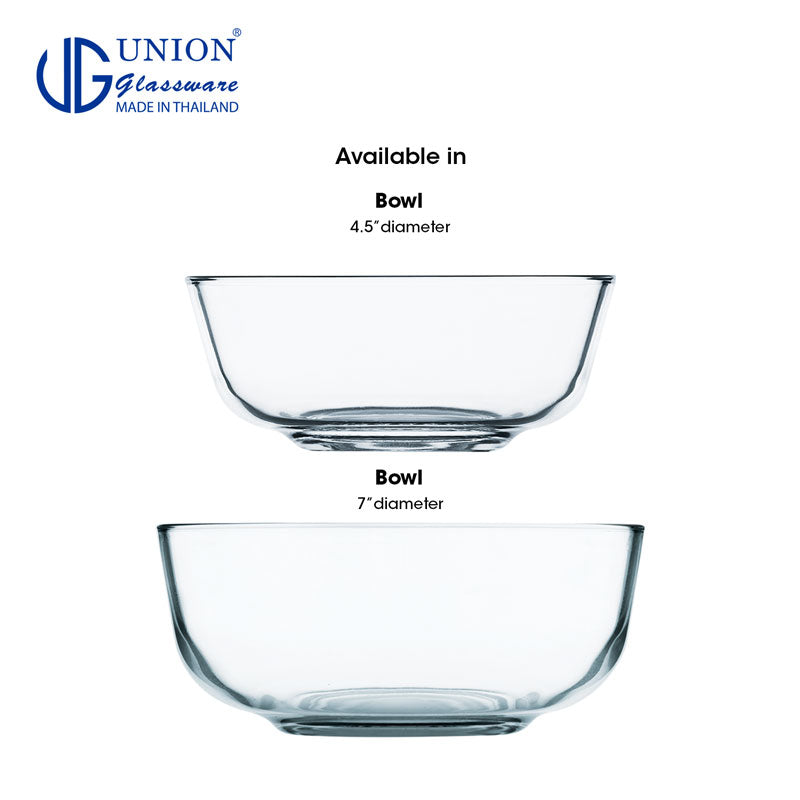 UNION GLASS Thailand Premium Clear Glass Bowl 515ml | 5.5oz | 5.5" Set of 6