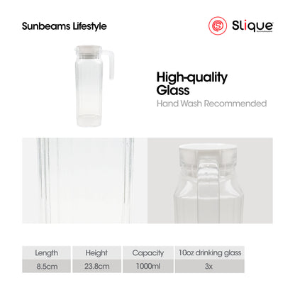 SLIQUE Premium Glass Pitcher w/ White Lid 500 ml, Line Collection