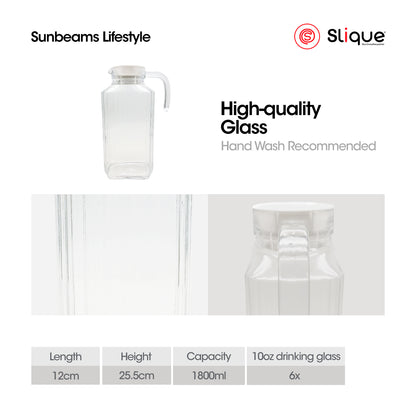 SLIQUE Premium Glass Pitcher w/ White Lid 500 ml, Line Collection