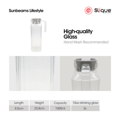 SLIQUE Premium Glass Pitcher w/ White Lid 500 ml, Line Collection