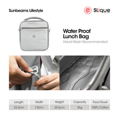 SLIQUE Premium Lunch Box Insulated Water Proof Thermal Bag w/ Detachable Shoulder Strap Set of 5 Grey