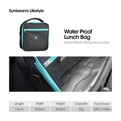 SLIQUE Premium Lunch Box Insulated Water Proof Thermal Bag w/ Detachable Shoulder Strap Set of 5 Black