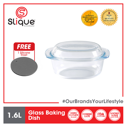 SLIQUE Premium Borosilicate Oval Glass Baking Dish 1000ml