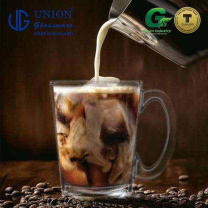 UNION GLASS Thailand Premium Clear Glass Cup Coffee, Tea, Hot Chocolate, Milk 305ml