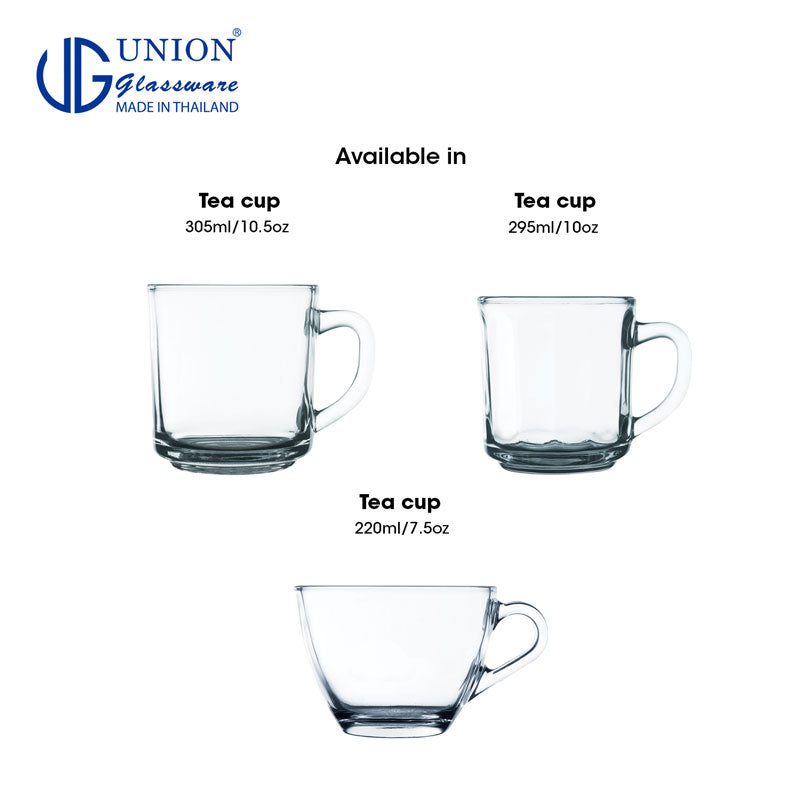 UNION GLASS Thailand Premium Clear Glass Cup Coffee, Tea, Hot Chocolate, Milk 200ml