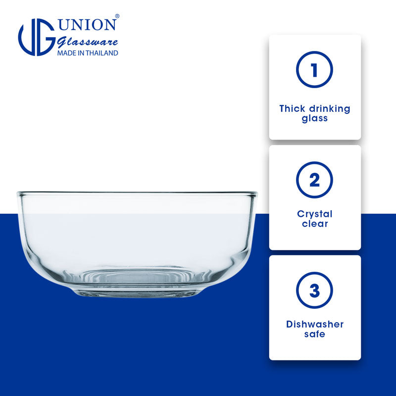 UNION GLASS Thailand Premium Clear Glass Bowl 515ml | 5.5oz | 5.5" Set of 6