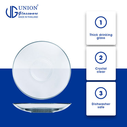 UNION GLASS Thailand Premium Clear Glass Saucer 140ml |  4.7oz | 6inches Set of 6