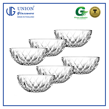 UNION GLASS Thailand Premium Clear Glass Bowl 1600 ml | 8 oz | 8" Set of 6