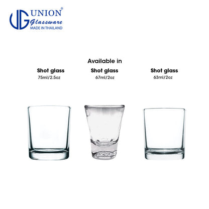 UNION GLASS Thailand Premium Clear Glass Shot Glass 55ml | 2oz Set of 6