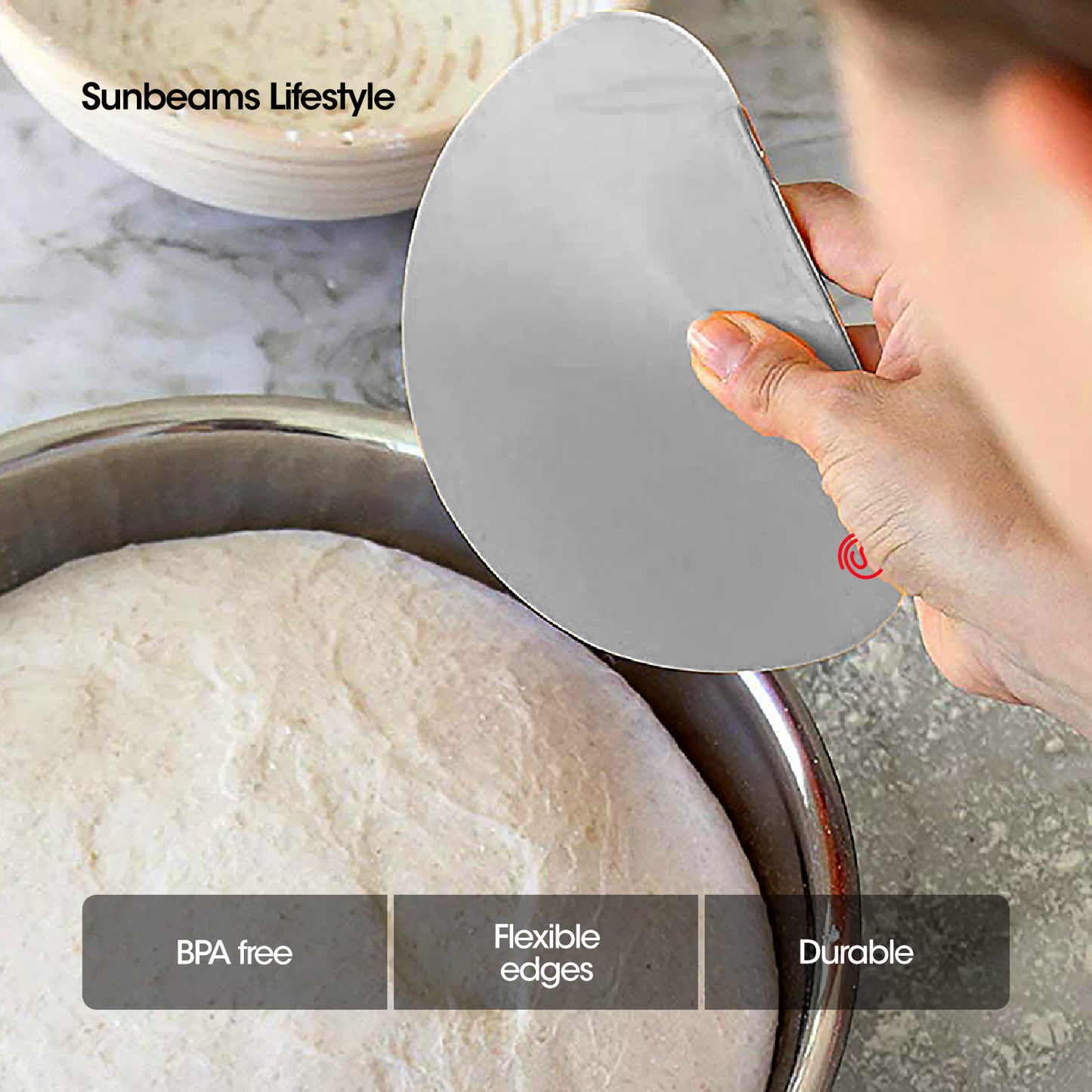 SLIQUE Premium Silicone Dough Scraper, Cake Smoother Scraper, Cake Icing Scraper