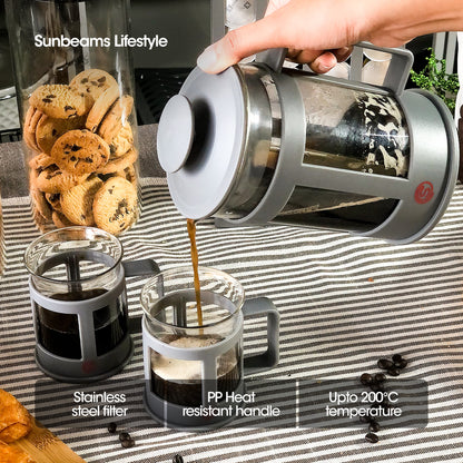 SLIQUE Coffee Press + 2pcs Mug Set