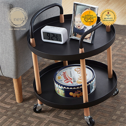 NEST DESIGN LAB 2 Tier Round Trolley Cart