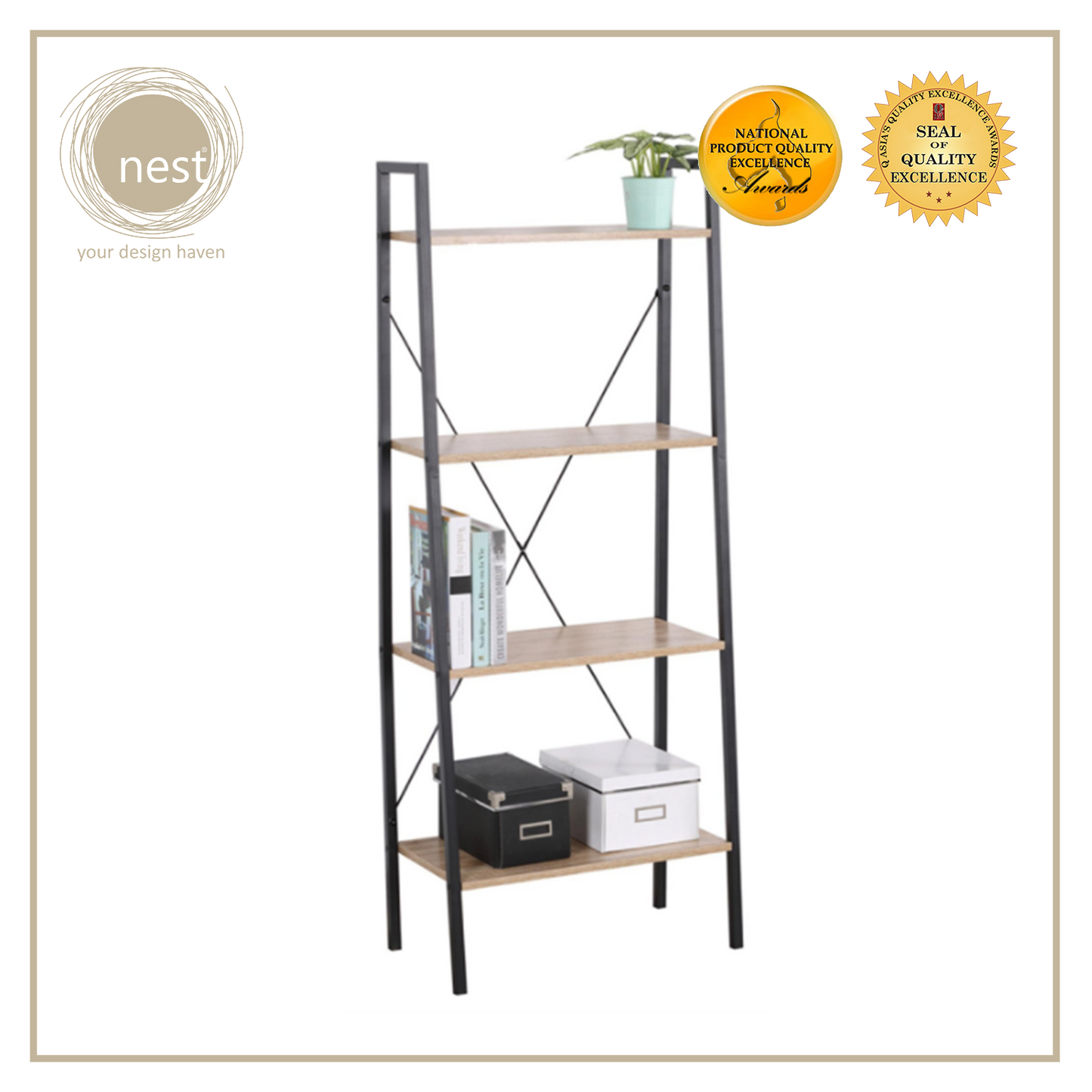 NEST DESIGN LAB 4-Tier Compact Multi-Purpose Shelf Ladder