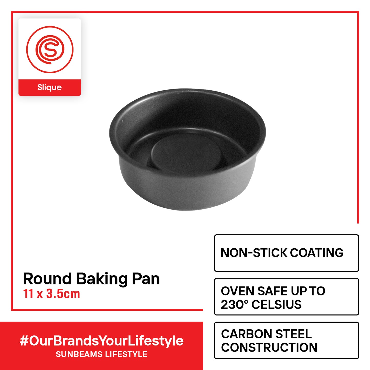 SLIQUE Premium Non-Stick Round Muffin Pan Oven Safe 11x11x3.5cm