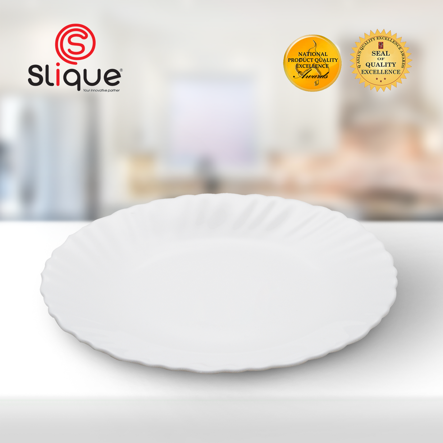 SLIQUE Premium Round Plate Freeze Resistant  7.5" Set of 4