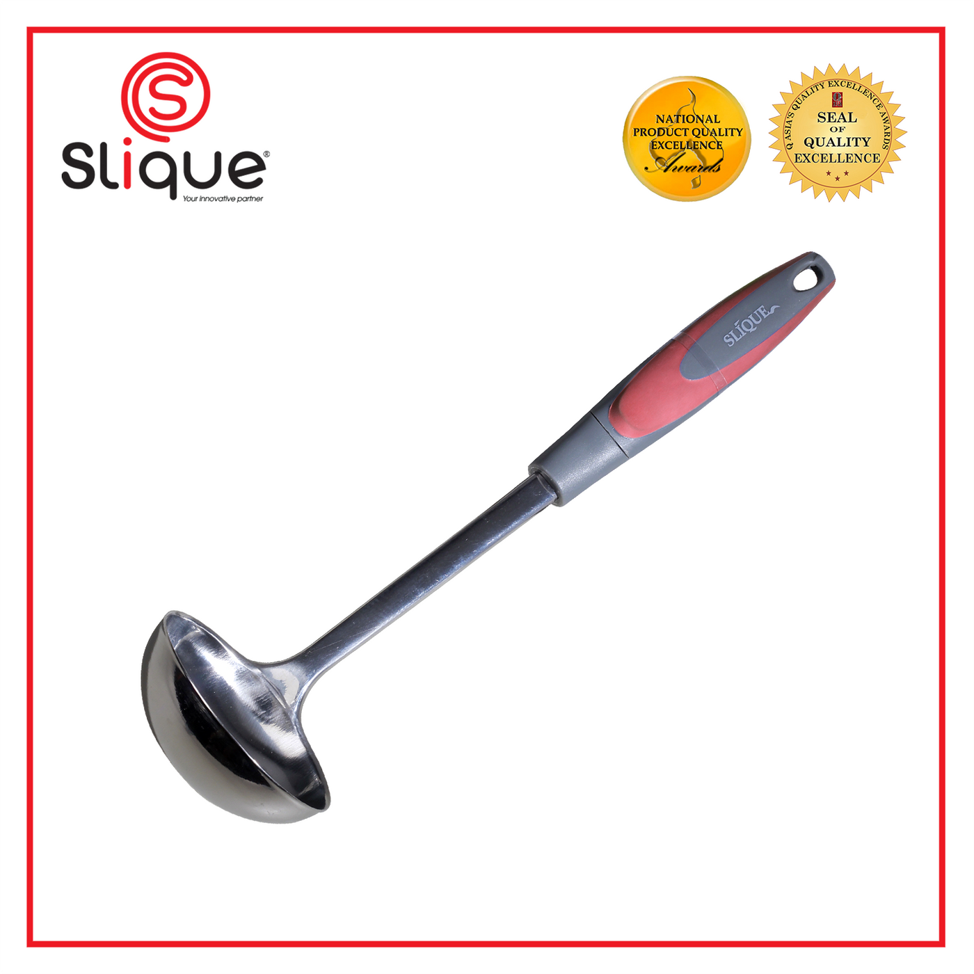 SLIQUE Premium 18/8 Stainless Steel Ladle (Red)