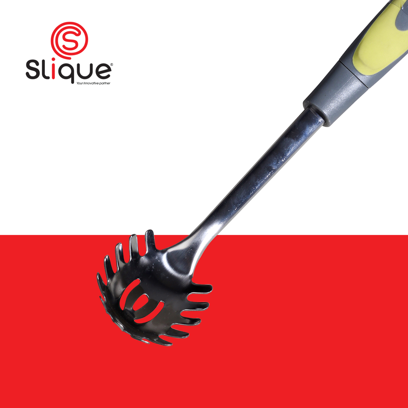SLIQUE Premium 18/8 Stainless Steel Spaghetti Spoon (Green)