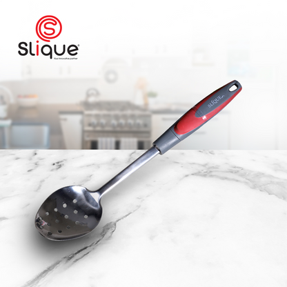 SLIQUE Premium 18/8 Stainless Steel Slotted Spoon (Red)