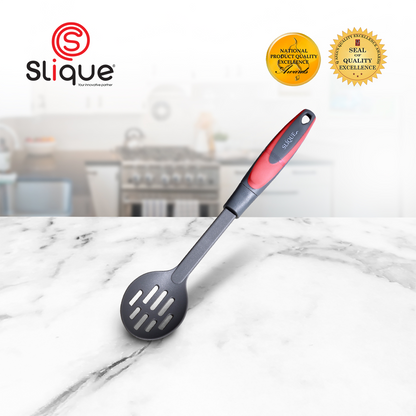 SLIQUE Premium Nylon Slotted Spoon (Red)