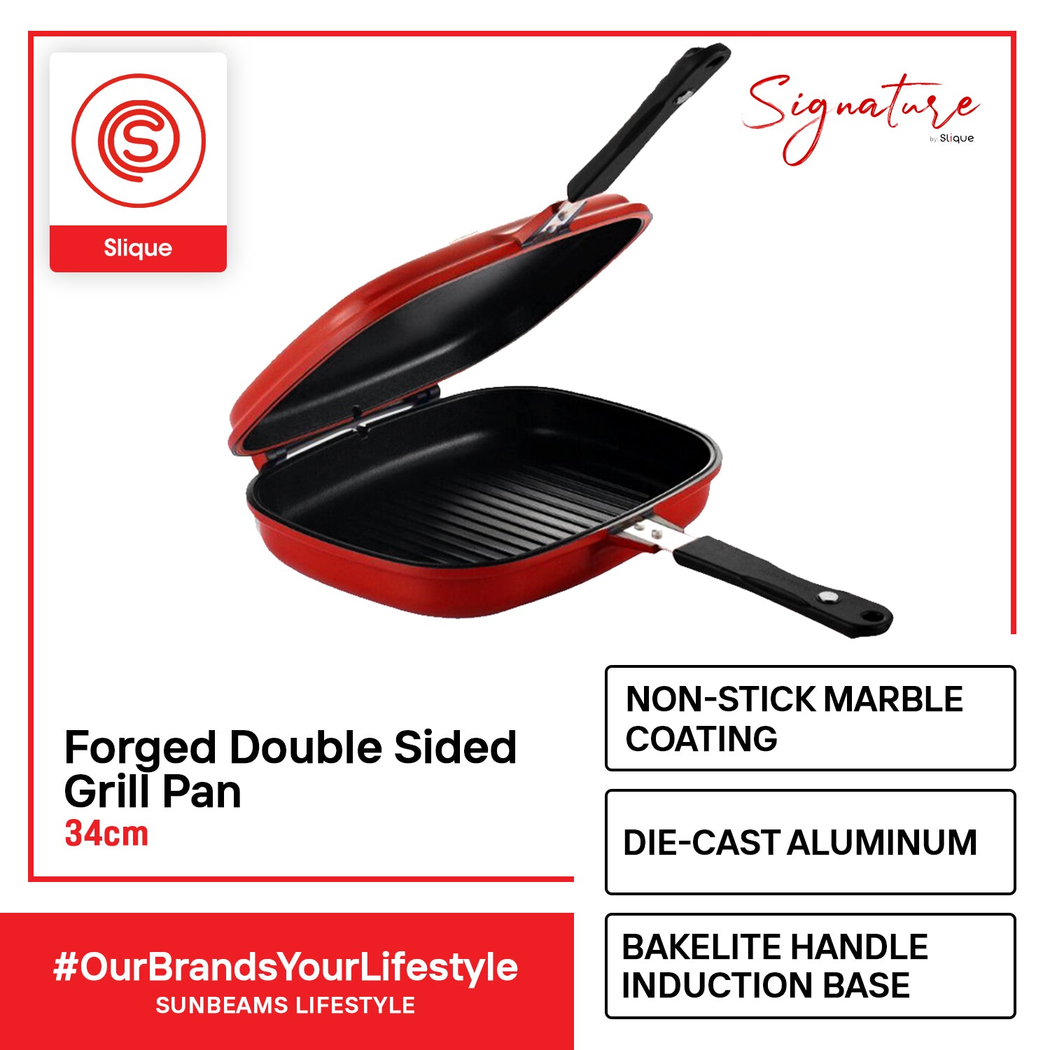 Double Sided Non-stick Grill Pan - 34cm