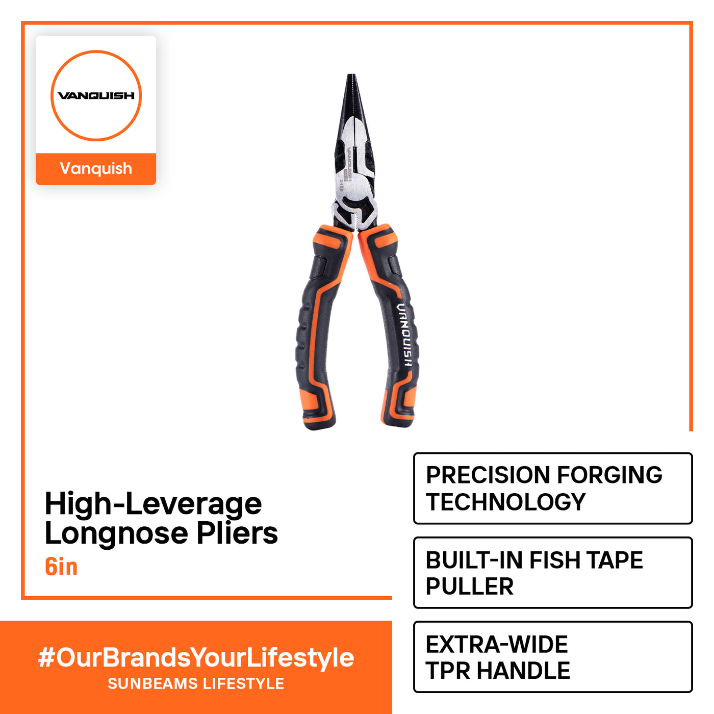 VANQUISH Premium | Heavy Duty | Professional High-Leverage Longnose Pliers