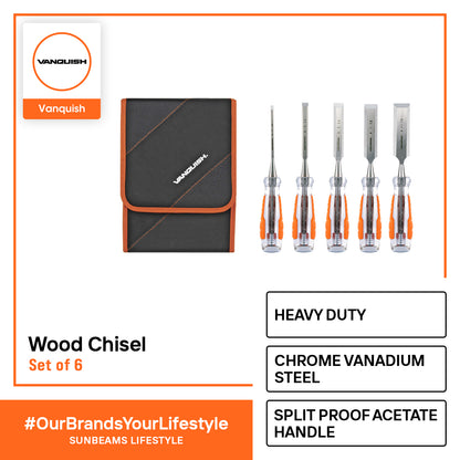 VANQUISH Premium Wood Chisel | Heavy Duty | Professional High Impact Set of 5