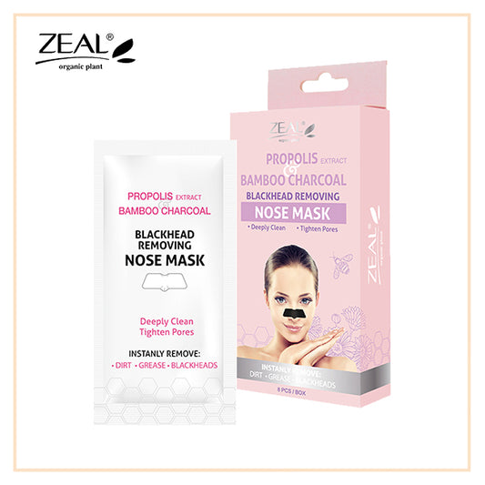 ZEAL Premium Nose Mask Skin Care Propolis Extract & Bamboo Charcoal Uproots Black Heads  Pack of 8