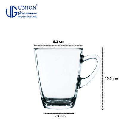 UNION GLASS Thailand Premium Clear Glass Cup Coffee, Tea, Hot Chocolate, Milk 305ml