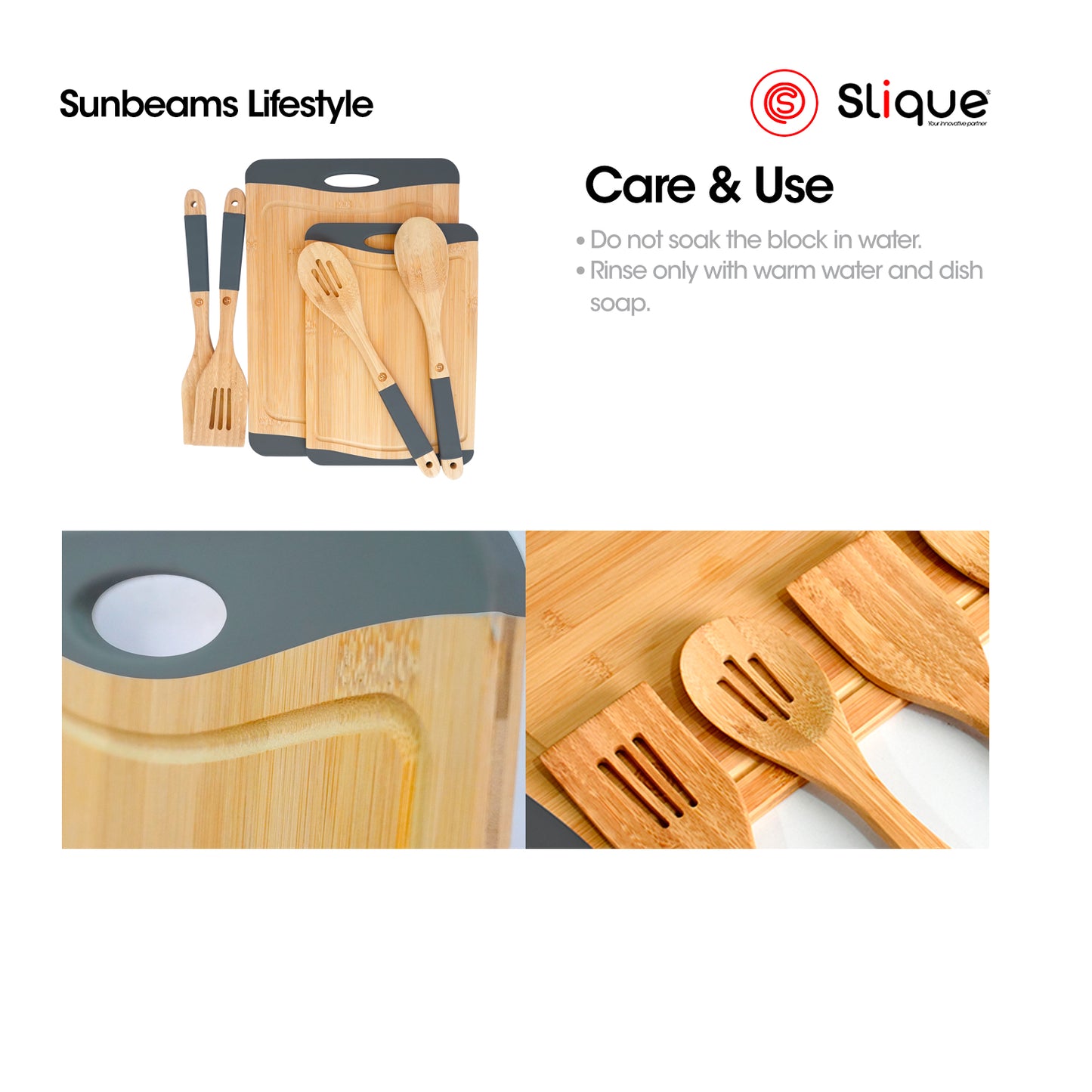 SLIQUE Kitchen Utensils & Cutting Board [Set of 6] Spoons & Turners