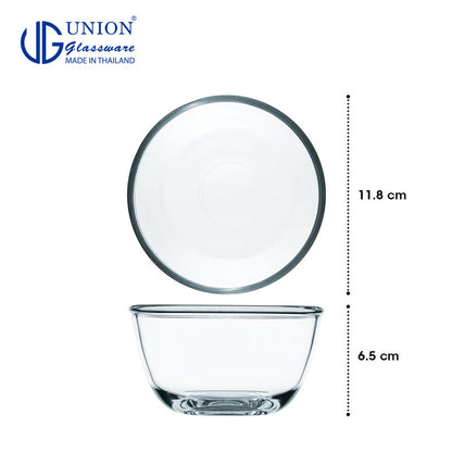 UNION GLASS Thailand Premium Clear Glass Bowl 405ml | 4.6oz | 4.6" Set of 6