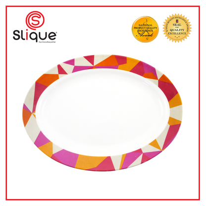 SLIQUE Premium Melamine Oval Plate  14 inches  (Brown)